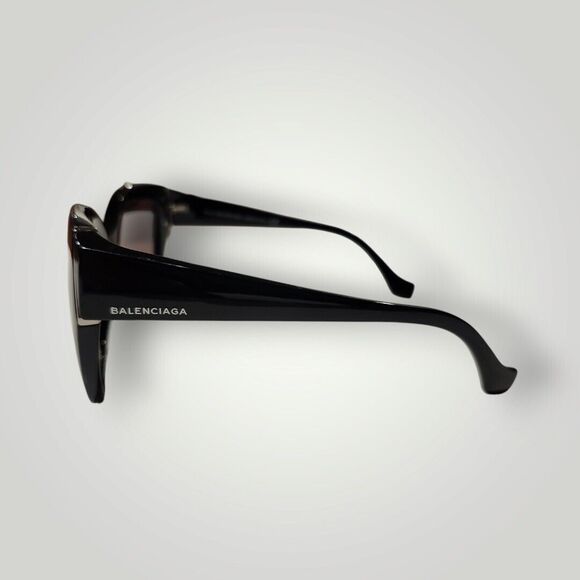 Balenciaga Sunglasses Cat Eye Black Frame White Logo On Arms - Picture 7 of 11